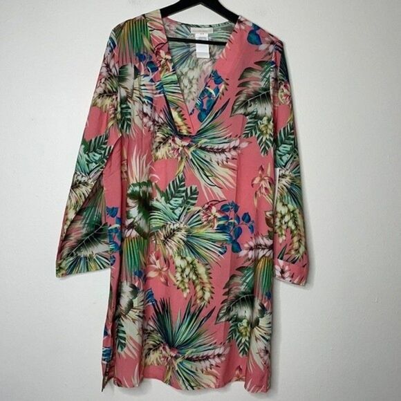 La Blanca Womens Size Small Pink Palm Tree Coverup Swimsuit Dress - Picture 3 of 8